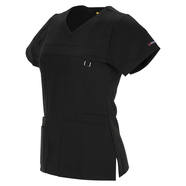 Wozo Uniforms - Vendita all'ingrosso Divisa sanitaria - Donna - TOP SCRUB CON SCOLLO A V RAFFINATO SIMA ANTIMICROBICO XXS-5XL/NERO6