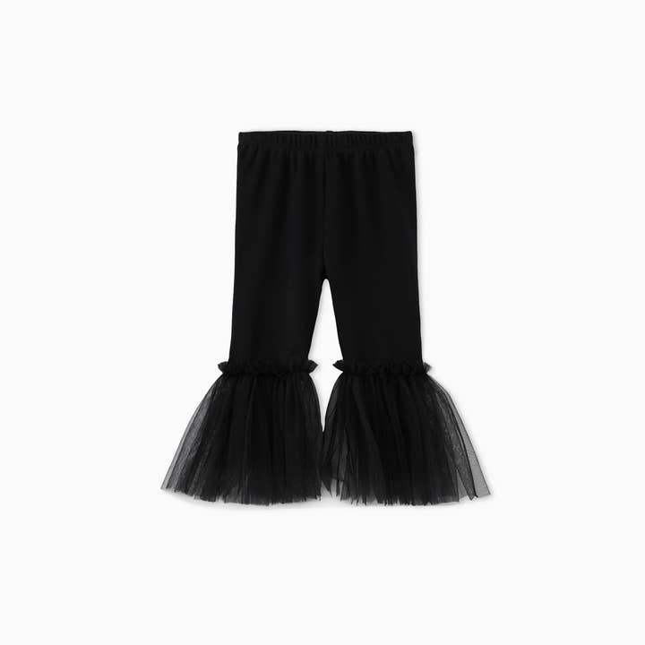 PatPat - Wholesale Fashion Leggings - Kids - Baby Girl Solid Color Mesh Splice Leggings