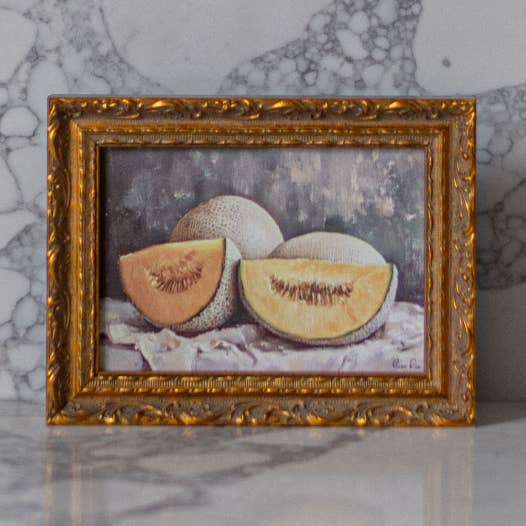 Vintage Cantaloupe | French Brass Inspired Gold Mould Framed Art for wholesale by Luxe B Co