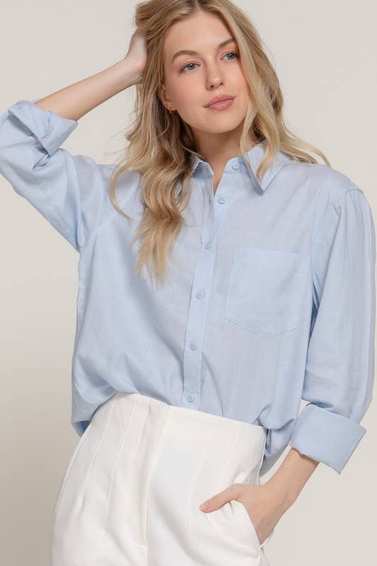 Vanilla Monkey - Wholesale Blouse - Women's - Long Sleeve Linen Blend Shirt1