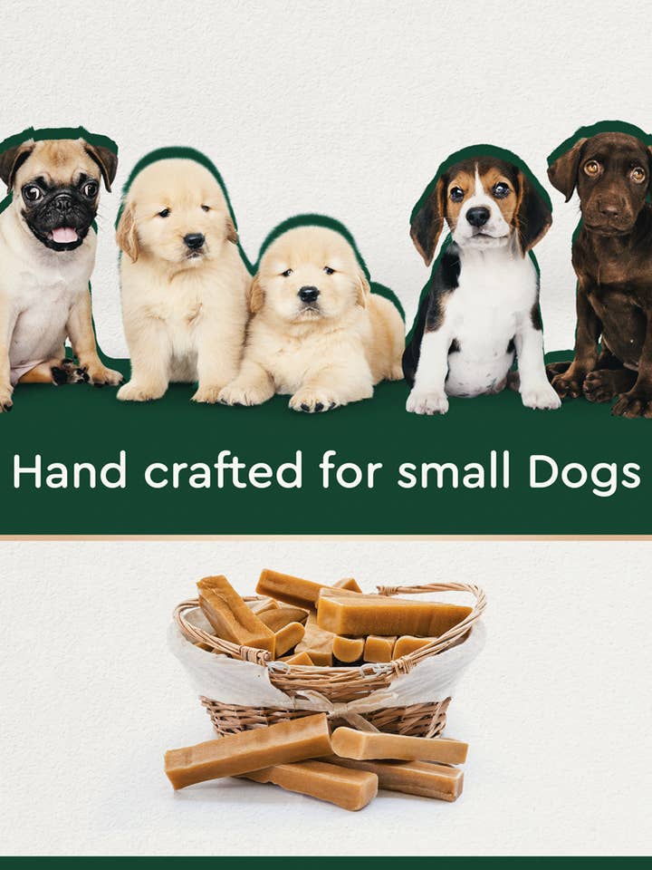 XSmall Yak Chews (~1,1 oz par mastication) pour petits chiens pour la vente par Kathmandu's Authentic Himalayan Cheese Yak Chew