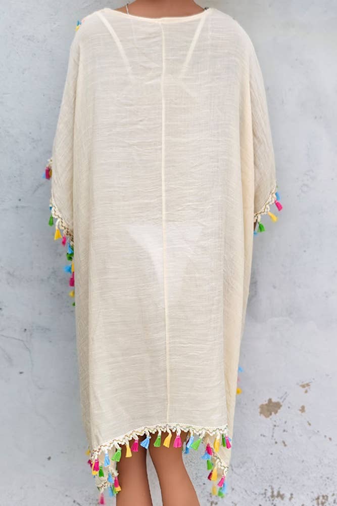 UNISHE – wholesale Kimono – Women's – Crochet Knit Lace Splicing Fringe Kimono OYM0522