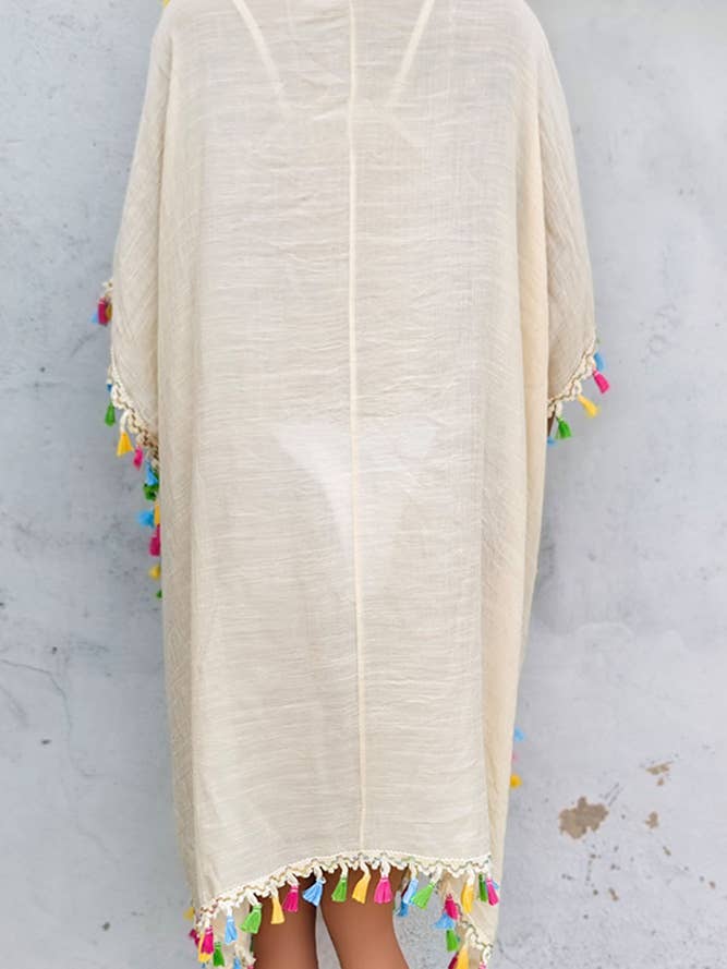 UNISHE – wholesale Kimono – Women's – Crochet Knit Lace Splicing Fringe Kimono OYM0522