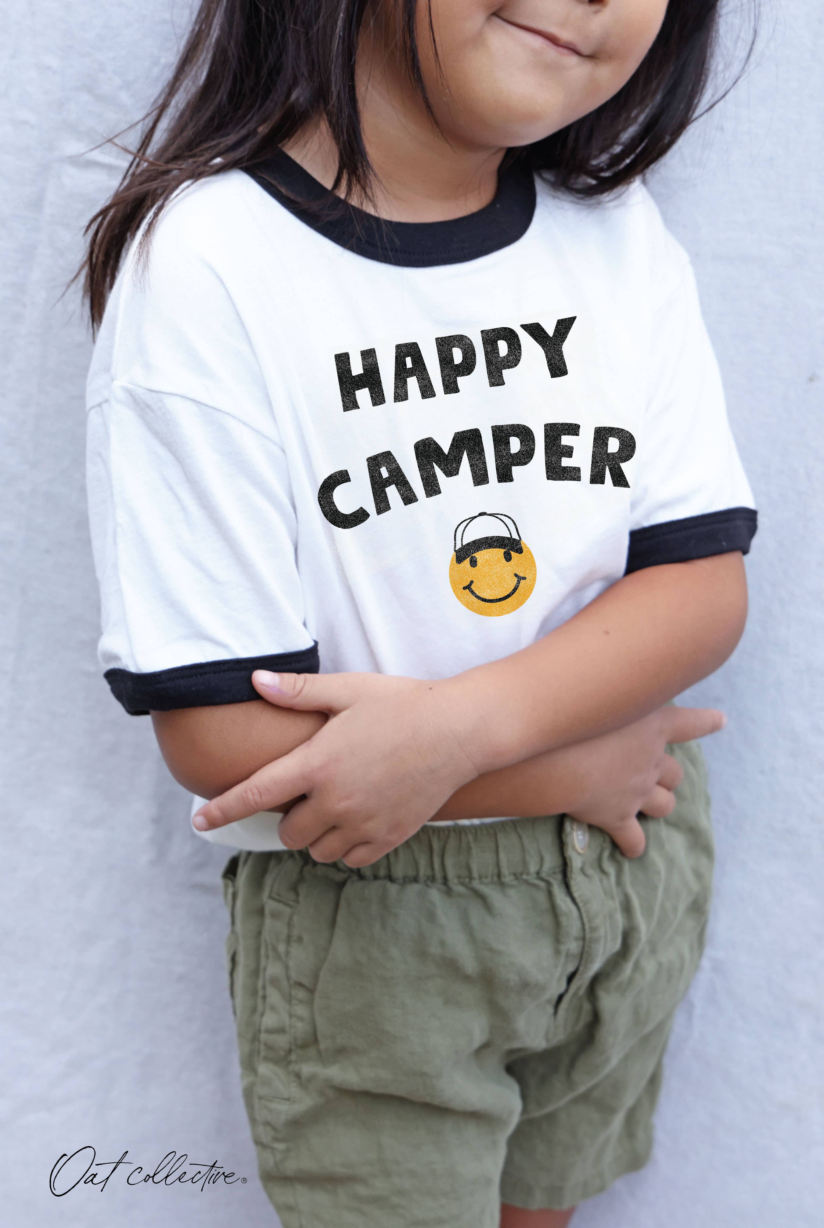 OAT COLLECTIVE – Engroshandel T-shirt med serigrafitryk – til børn – HAPPY CAMPER Ringetrøje til småbørn4