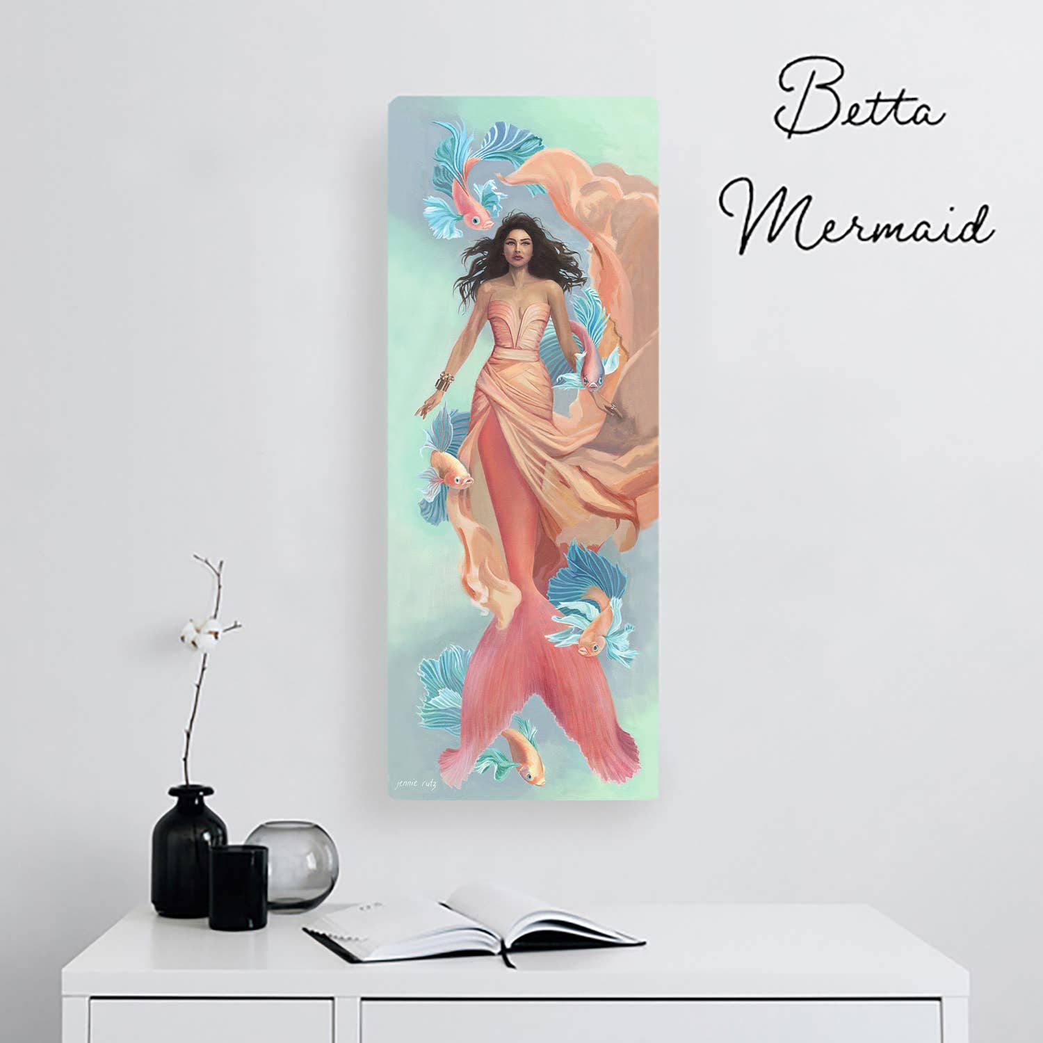 Jennie Rutz - Wholesale Art print - 8 x 20" Canvas Mermaid Print- Ready to Hang2