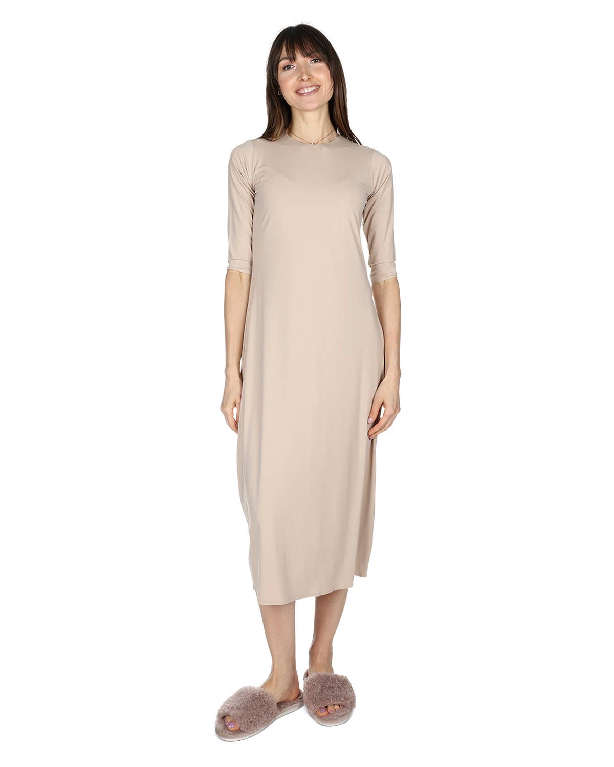 Infinity Classics International Inc. - Wholesale Dress - Women's - Women's Bonded 3/4 Sleeve Slip Dress0