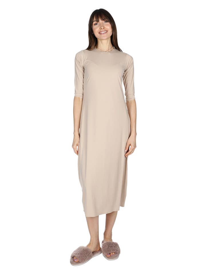 Women's Bonded 3/4 Sleeve Slip Dress for wholesale by Infinity Classics International Inc.