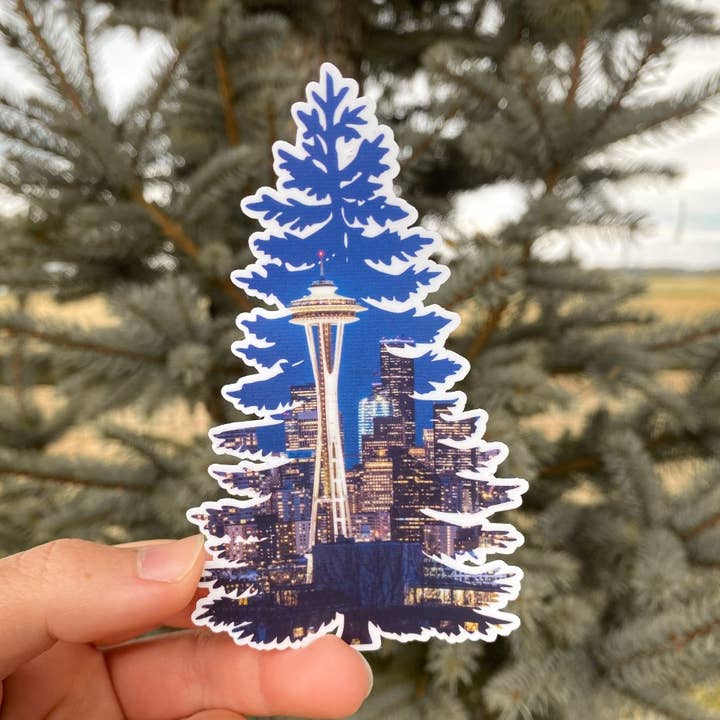 Seattle Space Needle Evergreen Sticker for wholesale by The Cornflower