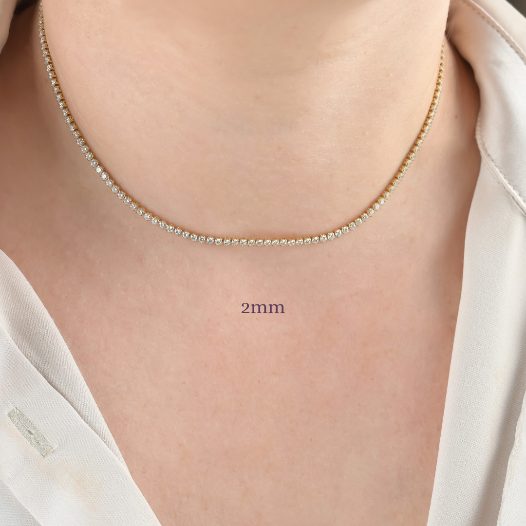 Blueyejewelry - Wholesale Link & Chain Necklace - Tennis Chain Necklace - Waterproof 18k Gold Diamond Choker0