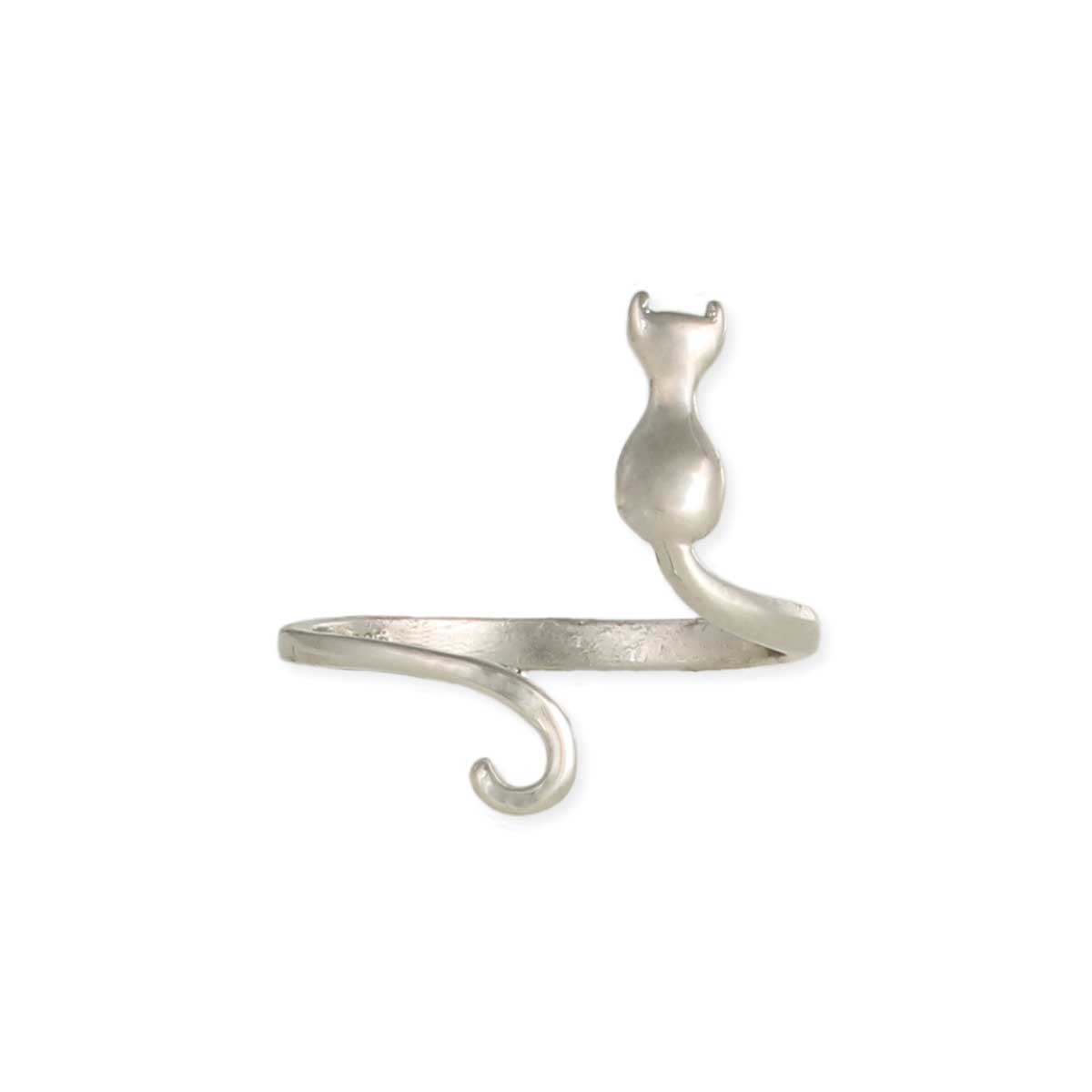 ZAD - Wholesale Cocktail/Statement Ring - Around Your Finger Cat Wrap Silver Ring