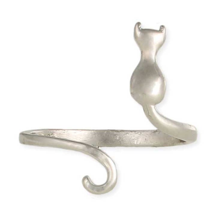 ZAD - Wholesale Cocktail/Statement Ring - Around Your Finger Cat Wrap Silver Ring0