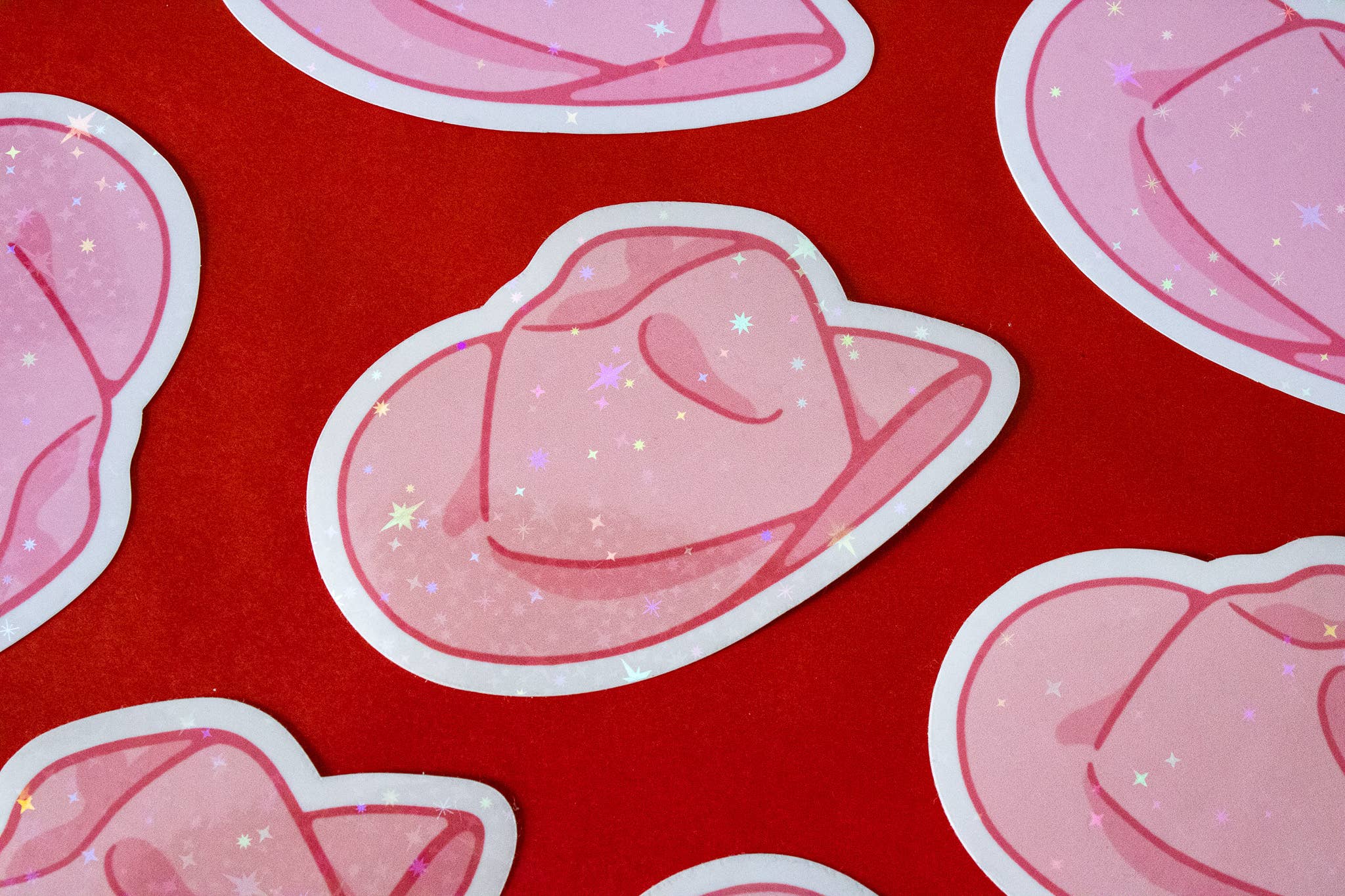 Doctor Scribble - Wholesale Sticker - Roze Cowgirl Hoed Glanzende Vinylsticker2