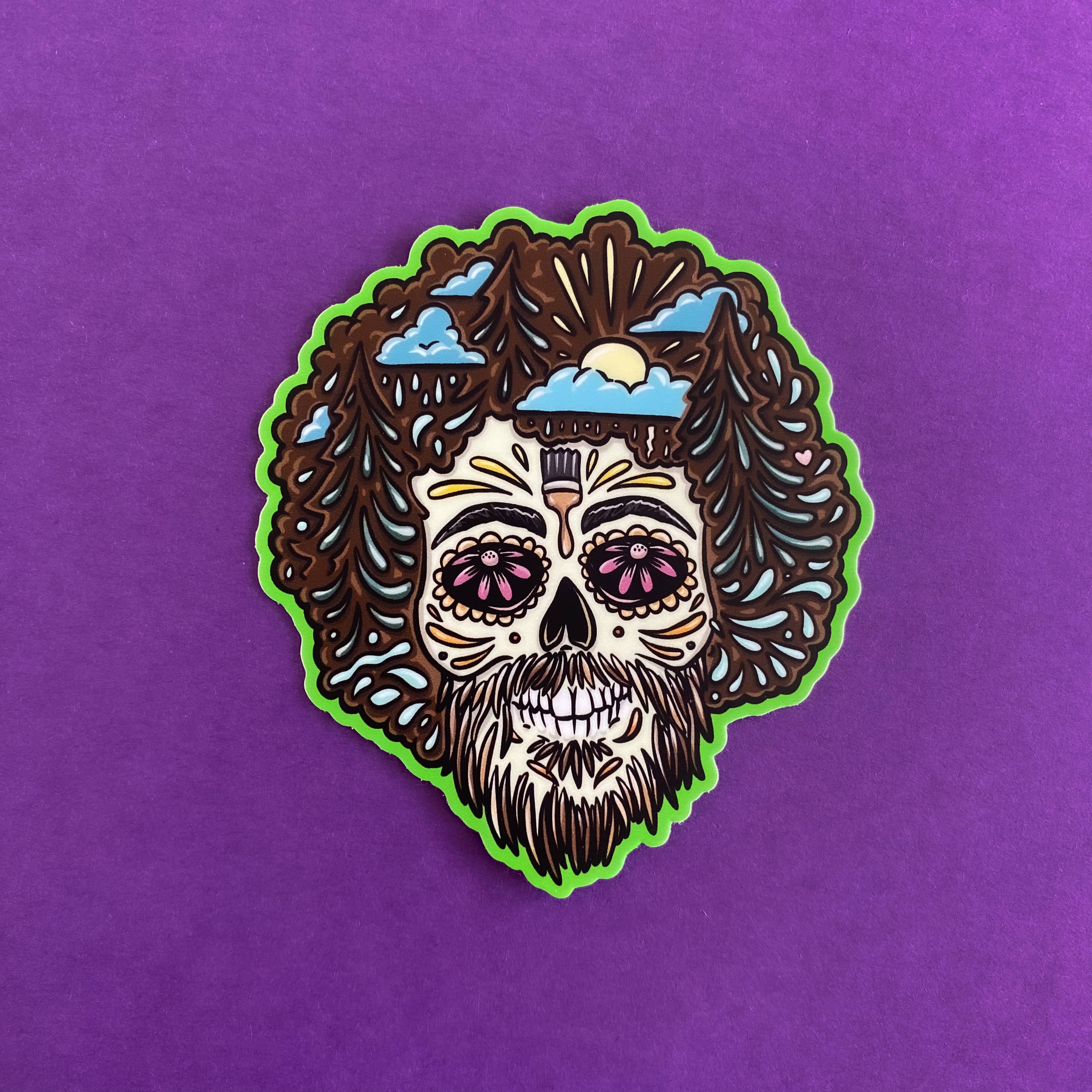 The Paint Sesh - Wholesale Sticker - Bob Ross Sticker | Famous Artist Decal | Day of the Dead