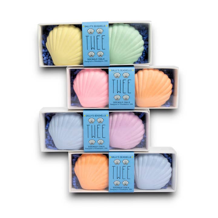 DIVERSE | SCHELPEN | TWEE HANDGEMAAKTE STOEPKRIJTEN voor wholesale door TWEE made for little hands