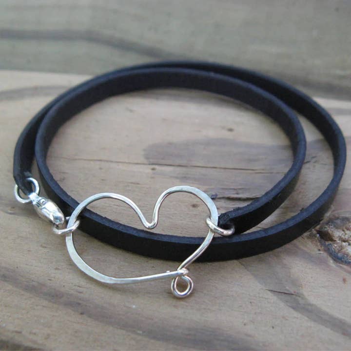 Cherish Heart Leather Wrap Bracelet for wholesale by Cloverleaf Jewelry