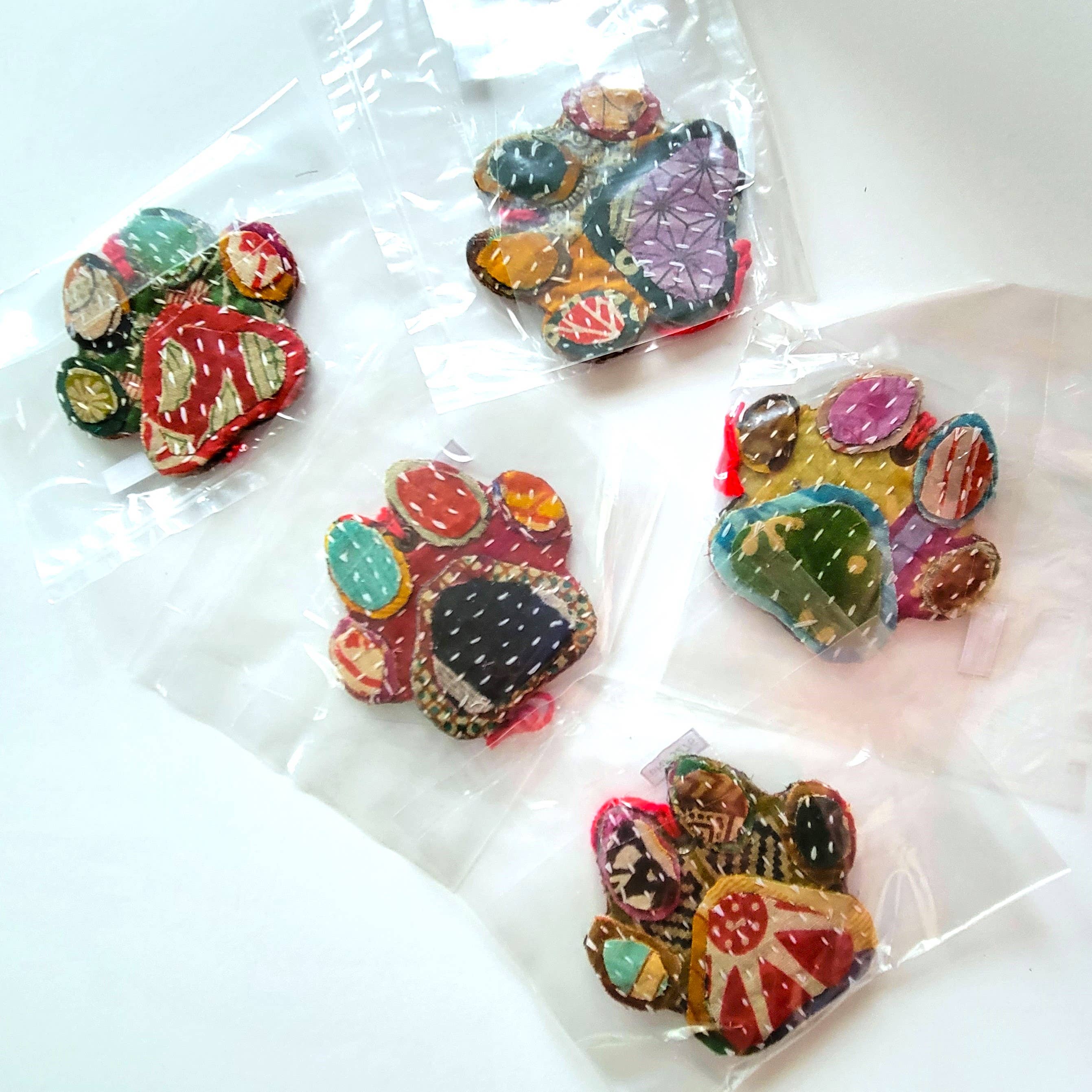 Eclectic Woodchuck - Wholesale Ornament - Recycled Sari Paw Print Ornament2