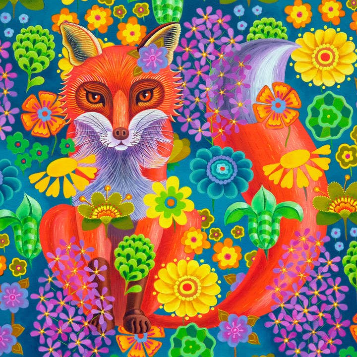 'Fox with flowers' card for wholesale by Tattersfield Designs