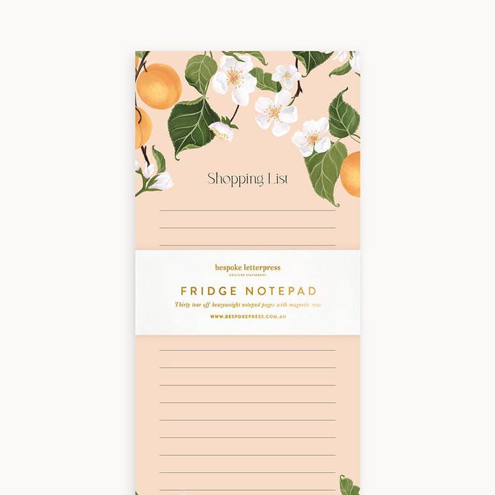 Bespoke Letterpress - Wholesale Notepad - Peaches Shopping List DL Notepad0