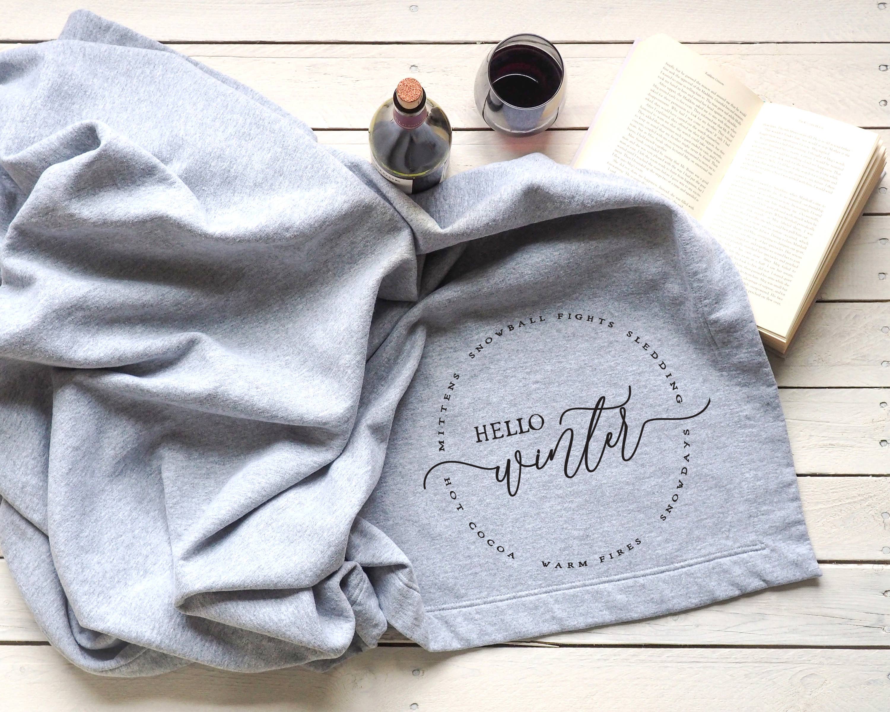 Perfect Day Print Co - Wholesale Throw Blanket - Christmas Sweatshirt Blanket - Hello Winter1