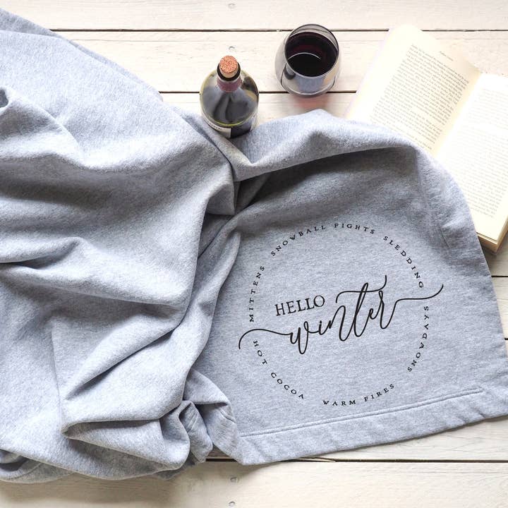 Perfect Day Print Co - Wholesale Throw Blanket - Christmas Sweatshirt Blanket - Hello Winter1