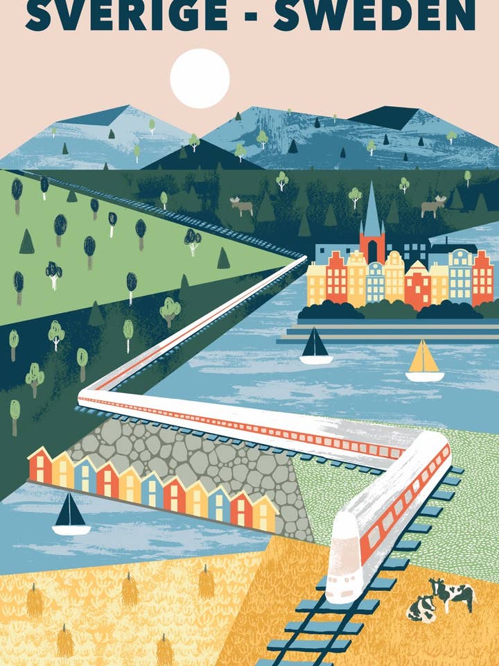 Alle ombord! af Ruut Joensuu, Plakat 50 x 70 cm for engroshandel hos Come to Finland