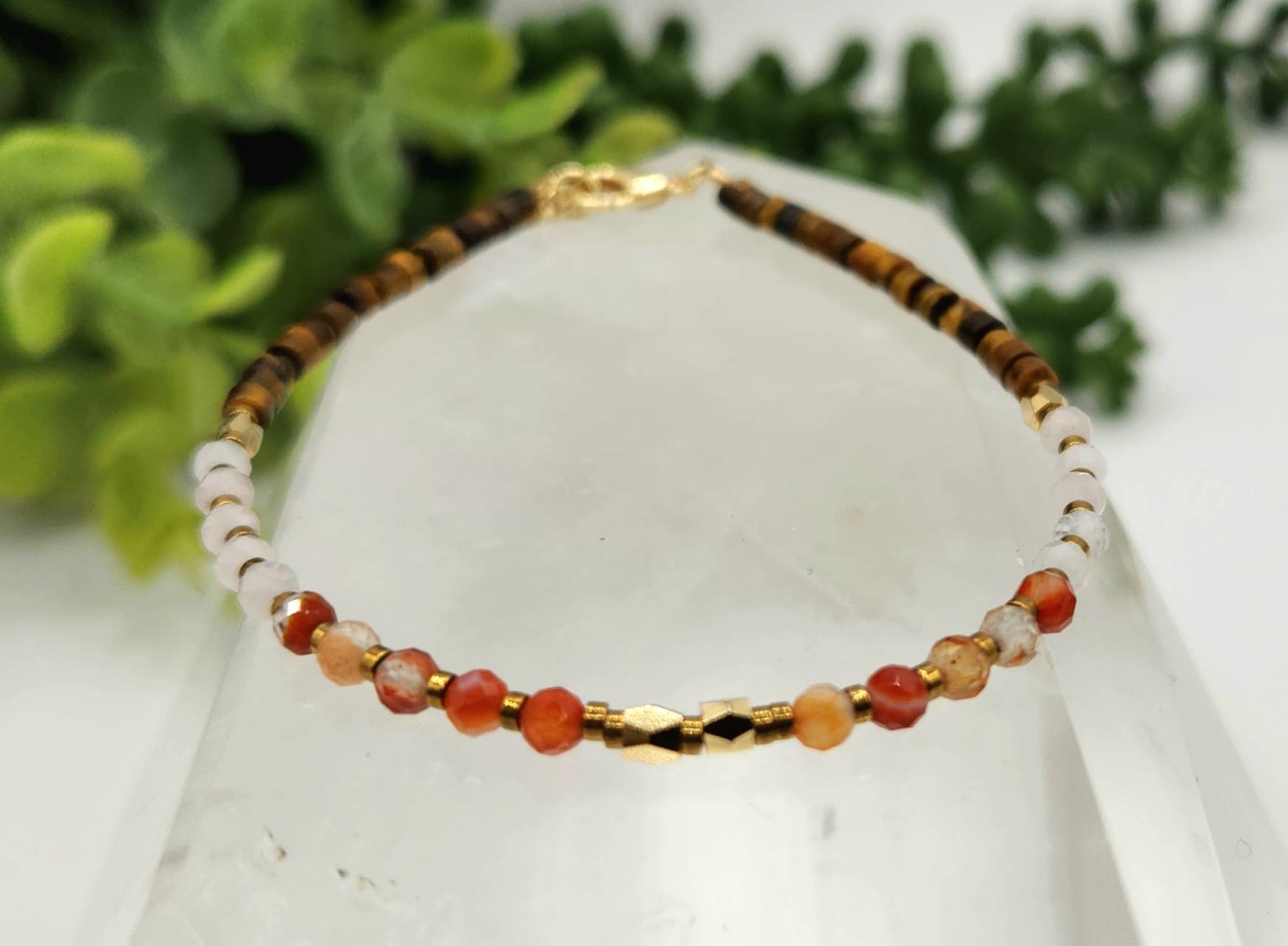 Meraki Gemstones - Vendita all'ingrosso Bracciale con perline - BRACCIALE DI SUPPORTO ALLA DEPRESSIONE-Cornalina/Quarzo Rosa/Occhio di Tigre6