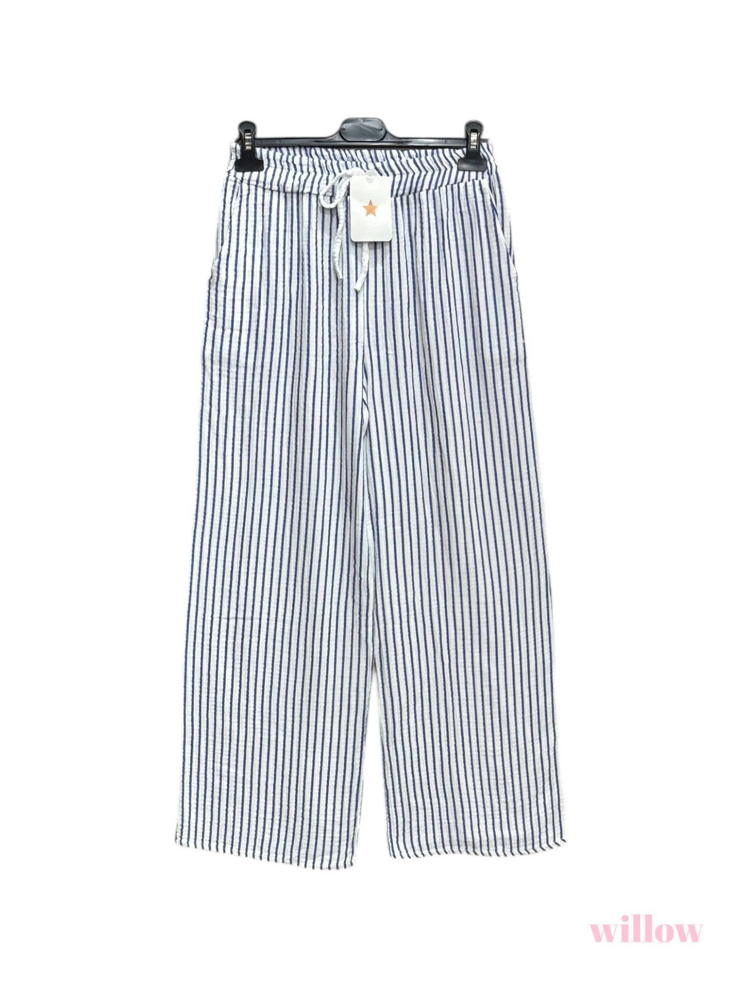 Moonsun – wholesale Byxor - Dam – Randiga byxor i bomullsgauze3