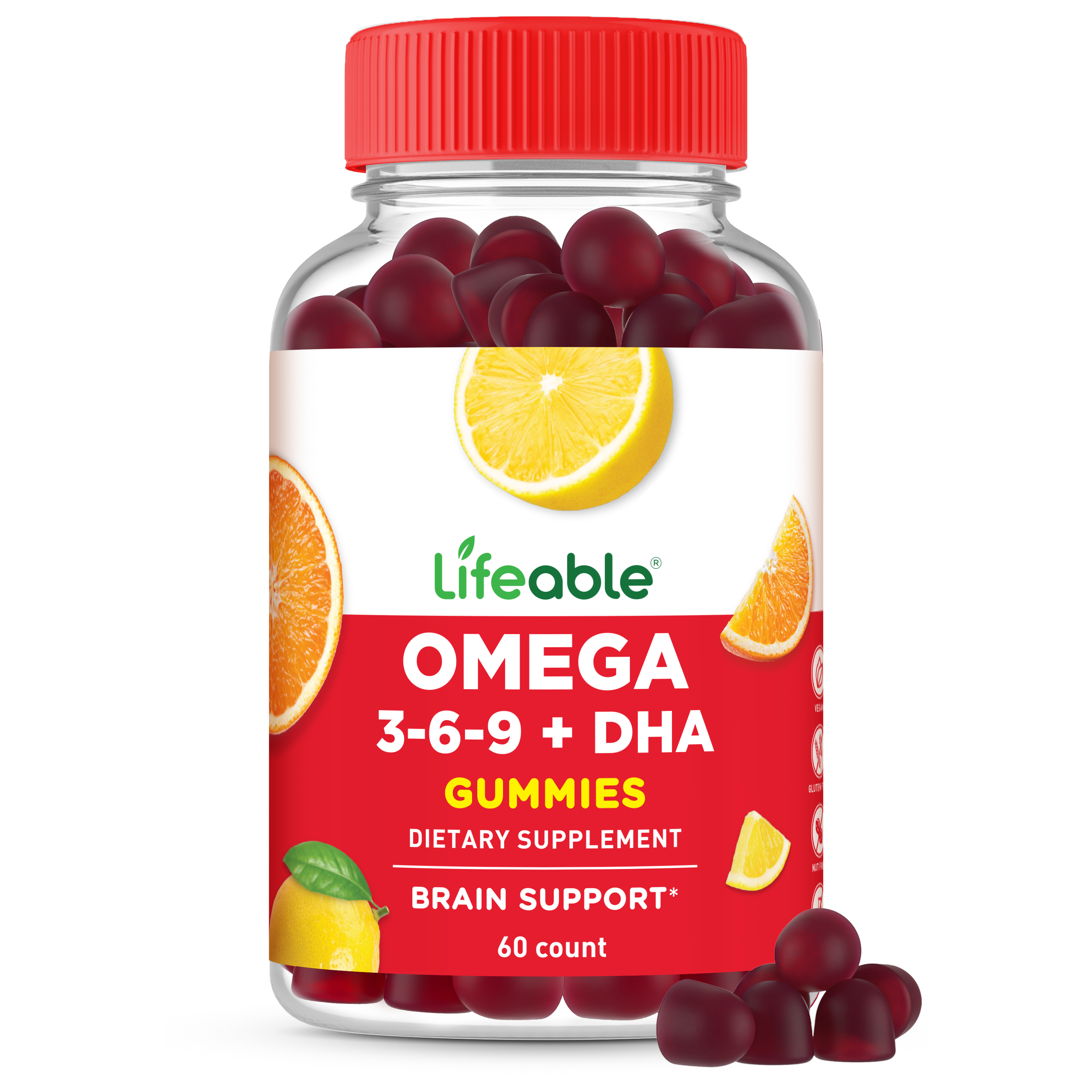 Lifeable - Wholesale Oral Supplement/Vitamin - Lifeable - Omega 3 6 9 Gummies for Adults, 60 ct0