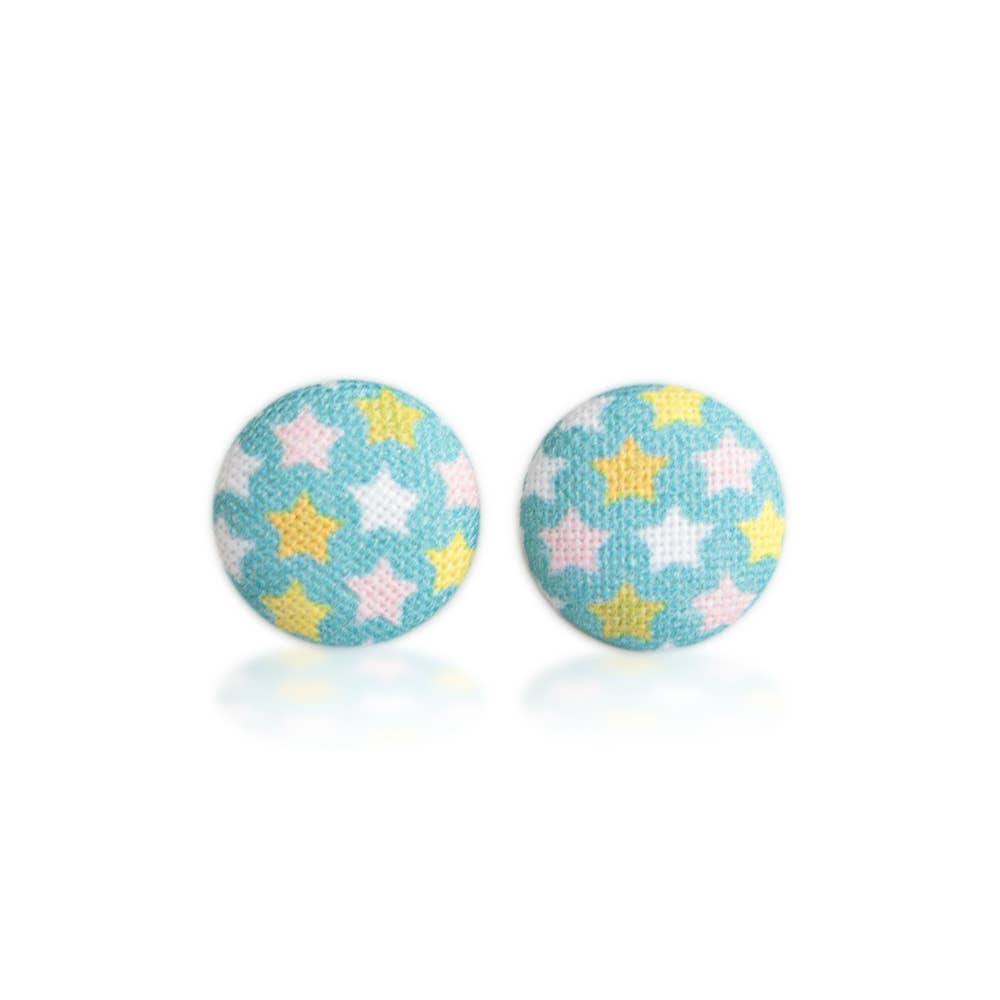 Rachel O's - Wholesale Stud/Post Earrings - Tiny Stars, Fabric Covered Button Earrings4