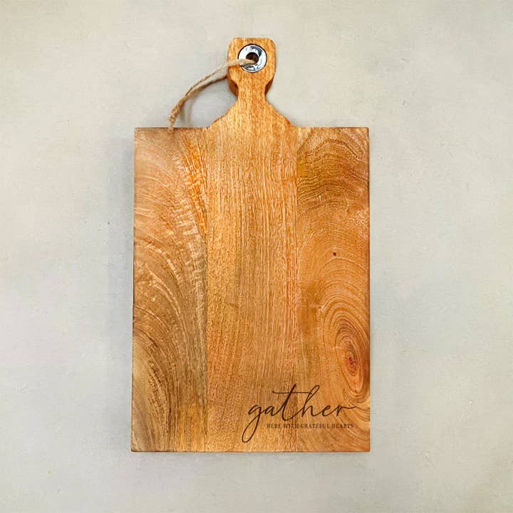 Gather Here with Grateful Hearts / Paddle Serving Board for wholesale by Second Nature by Hand