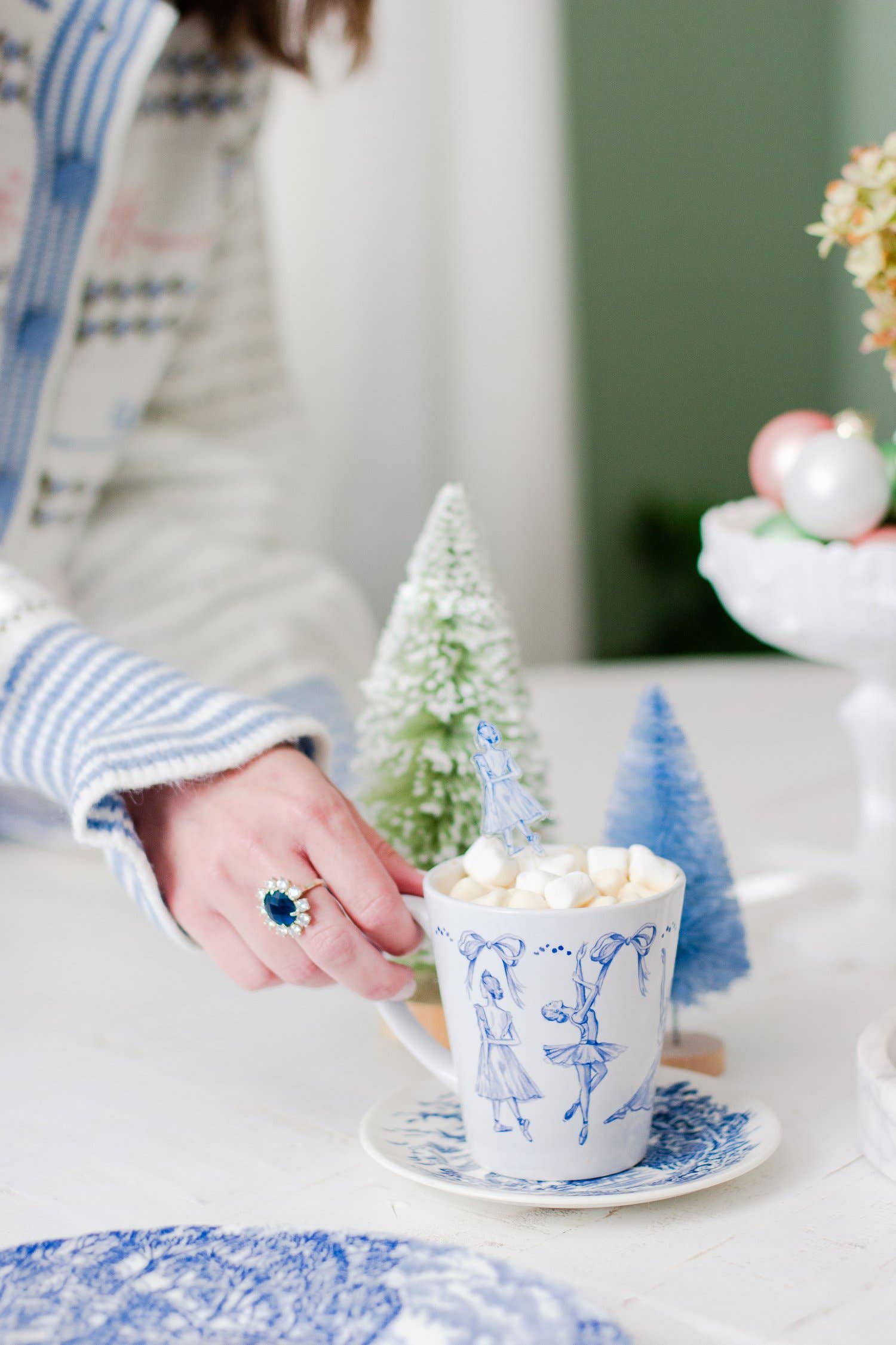 Simply Jessica Marie - Wholesale Coffee Mug - Blue and White Ballerinas Watercolor Latte Mug4