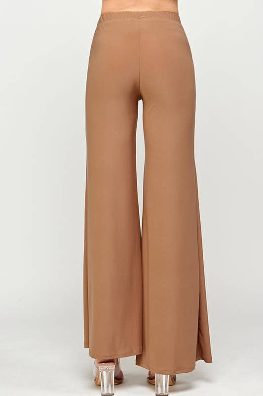 Pink Irene Wholesale - Wholesale Pants - Women's - Plus Size Elastic Waist Wide Leg Solid Pants5