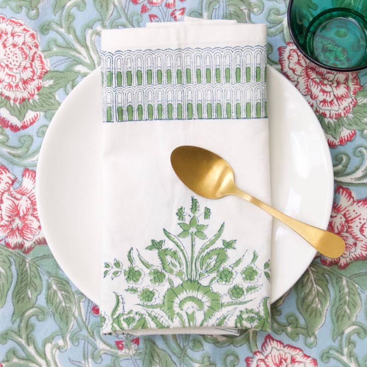 Rozablue - Wholesale Dinner & Cloth Napkin - Handmade cotton Napkin Varmala green3