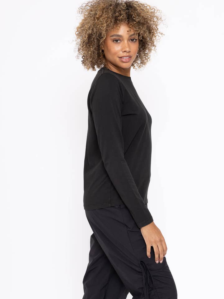 Mono B - Wholesale T-shirt (Zonder tekening) - Dames - Pima Bliss Boyfriend met lange mouwen6