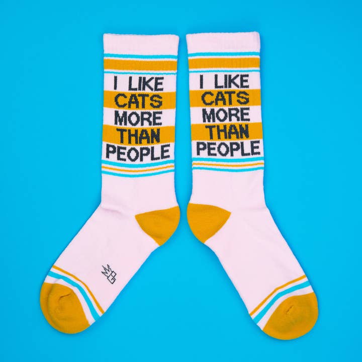 Gumball Poodle - Wholesale Socks - Unisex - I Like Cats More Than People Gym Crew Socks