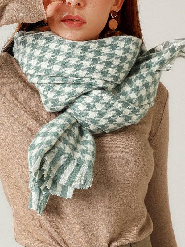 VividLux - Wholesale Scarf - Women's - Fringed Houndstooth Keep Warm Shawl&Scarf6