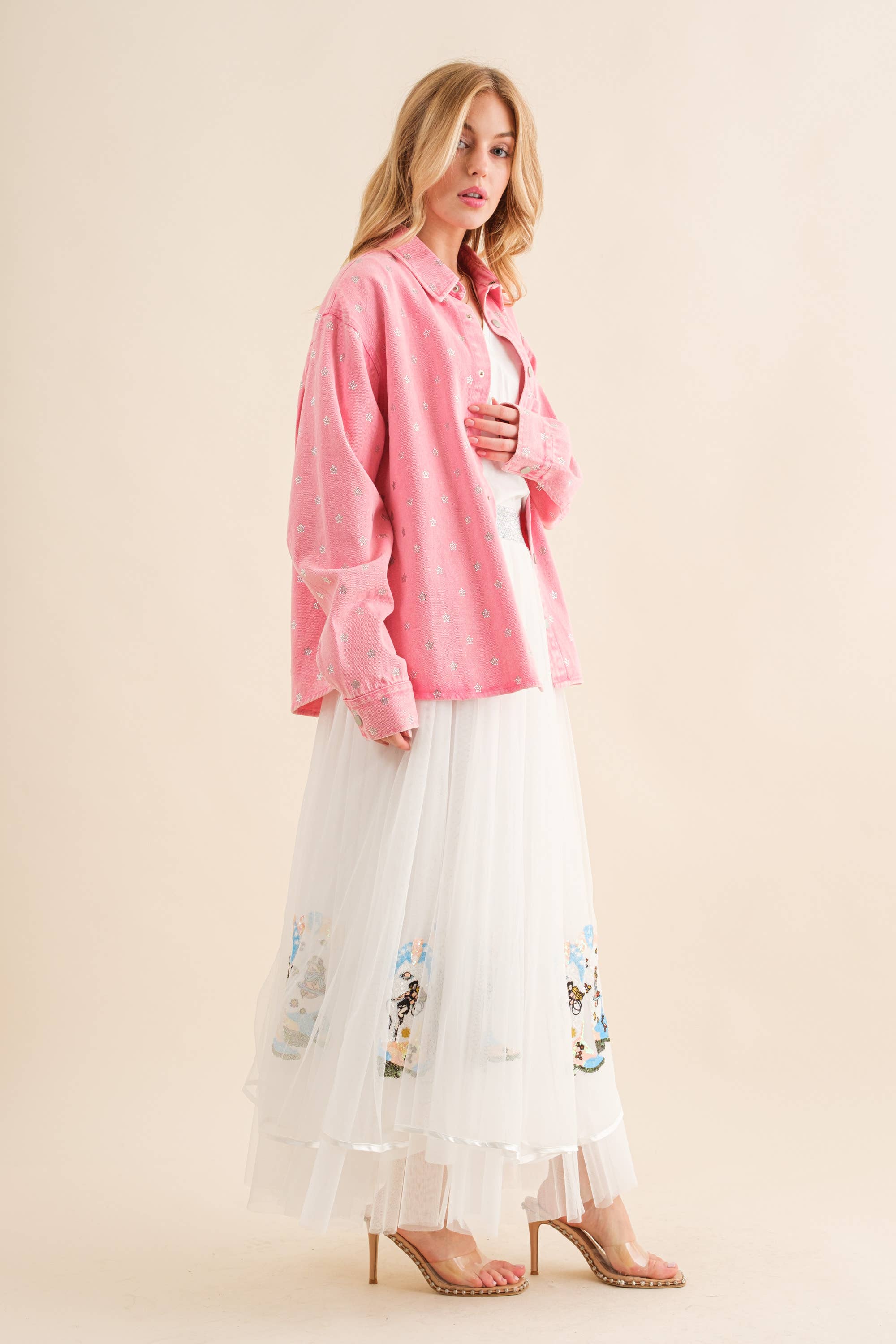 Blue B - Vente Veste en jean – femme - 22591J - Veste en jean surdimensionnée à boutons-pression Micro Star7