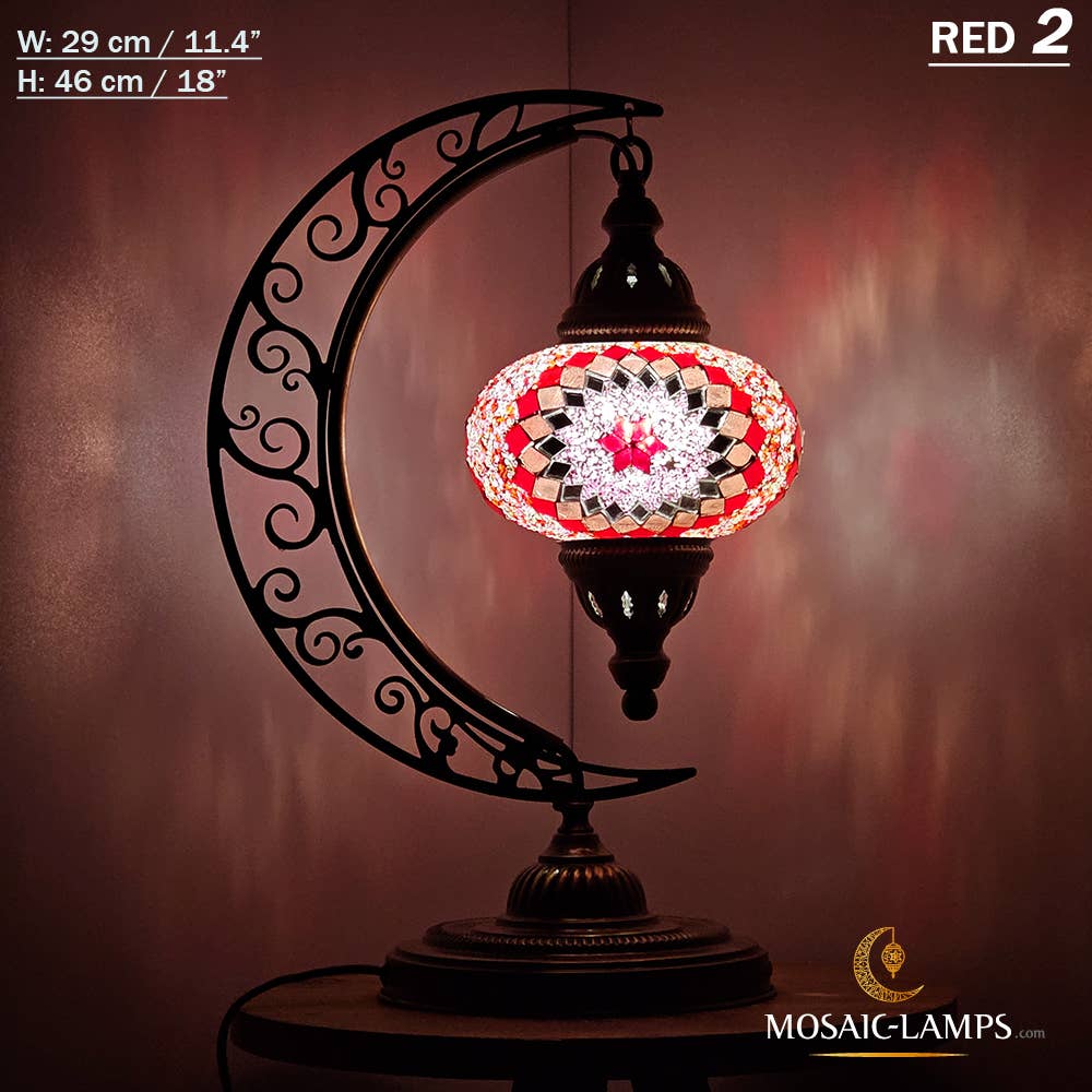 Mosaic Lamps - Wholesale Accent/Desk Lamp - 10+ Colors - Moroccan Moon Table Lamp, Arc, Murano Crescent67