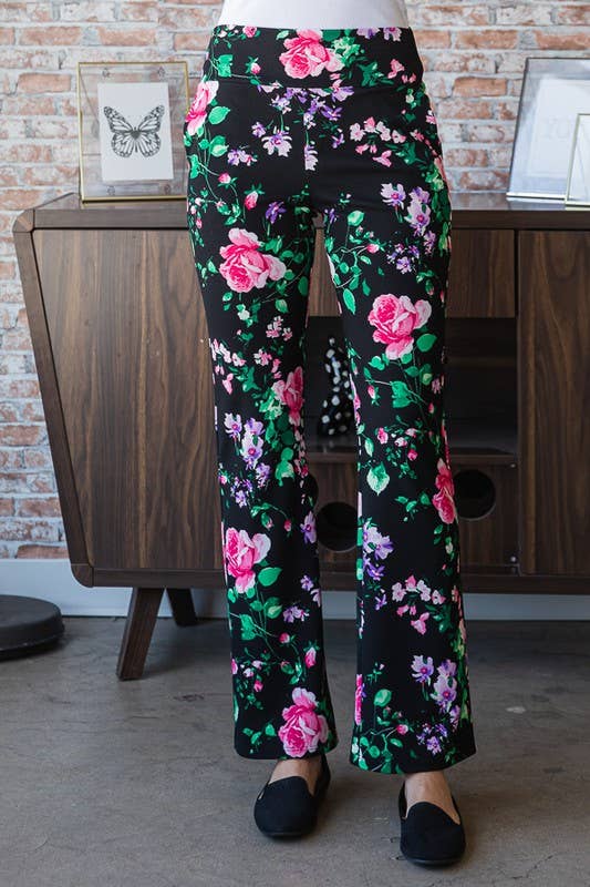 NOIR/ROSE VIF PANTALON À MOTIF FLORAL EP6717-15 en vente sur Faire2
