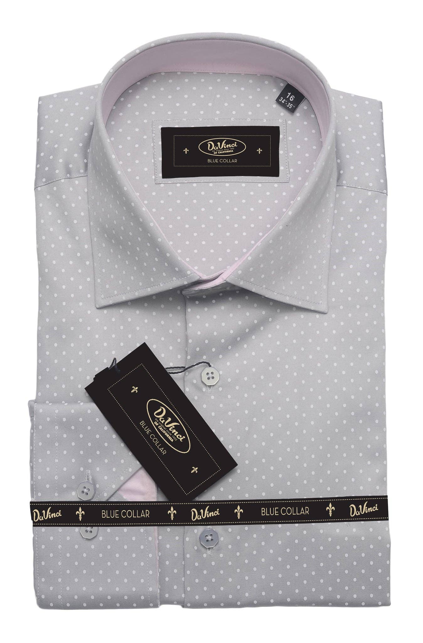 Virgoan Wish LLC - Wholesale Button Down Shirt - Men's - Da Vinci Blue Collar | Regular Collar Polkadot shirt7