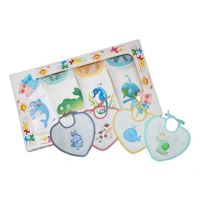 Paquete Speedy: 4 baberos en forma de corazón con cordones para venta al por mayor de Almatex srl