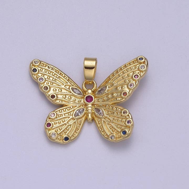 Aim Eternal - Wholesale Individual Charm/Pendant - Gold Butterfly Pendant Mariposa Monarch Insect Jewelry Charm for Necklace Bracelet Supply N-608
