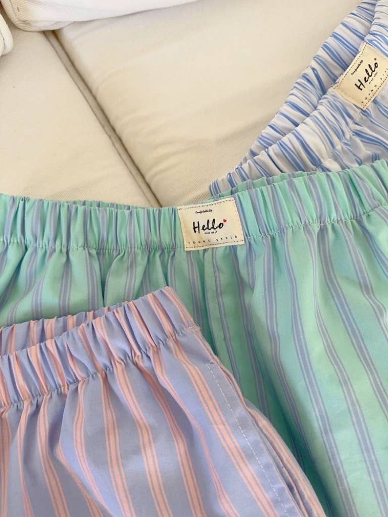 Rosa Clothing - Wholesale Lounge Shorts - Women's - Elastic waist striped Relaxed Pull-On boxer shorts6