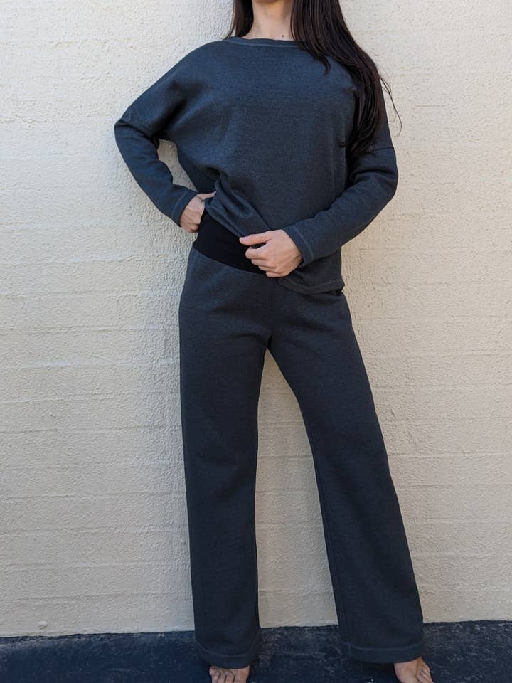 Straight Cut Pants in Charcoal for wholesale by Fit Bird