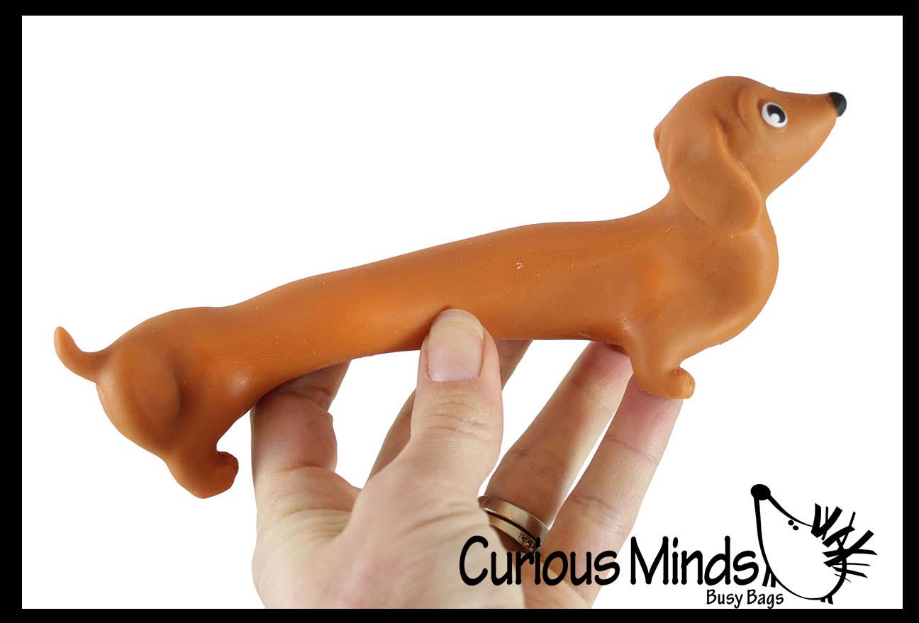Curious Minds Toys – wholesale Squishy toy – Kids & Baby – 1 Stretchy Weiner Dog Crushed Bead Sand Filled - Doggy Lover4