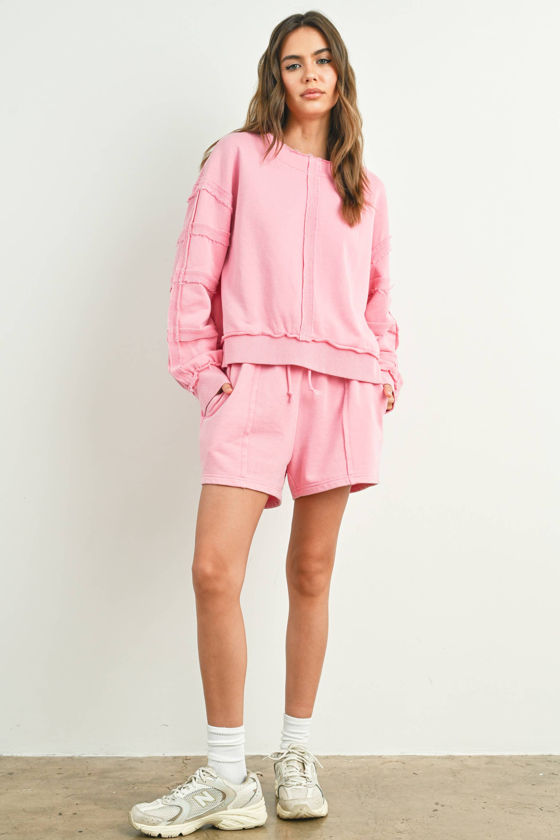 BUTTERMELON - Wholesale Sweatshirt - Women's - Washed French Terry Round Neck Pullover - BMT730117