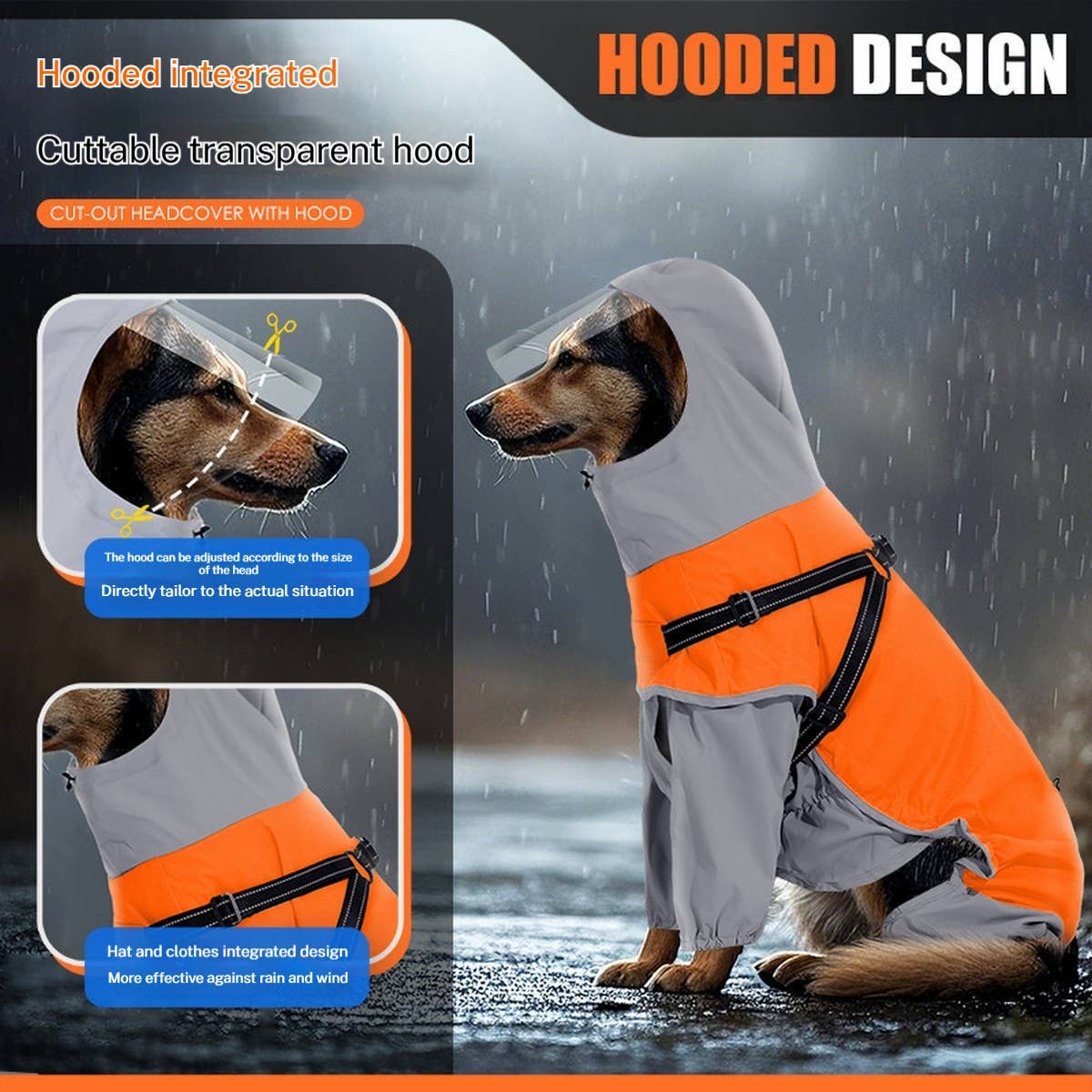 PAWPAWwholesale - Wholesale Pet Raincoat - Dog - Full-Cover Dog Raincoat with  Hood & Leash Hole_CWMM74636