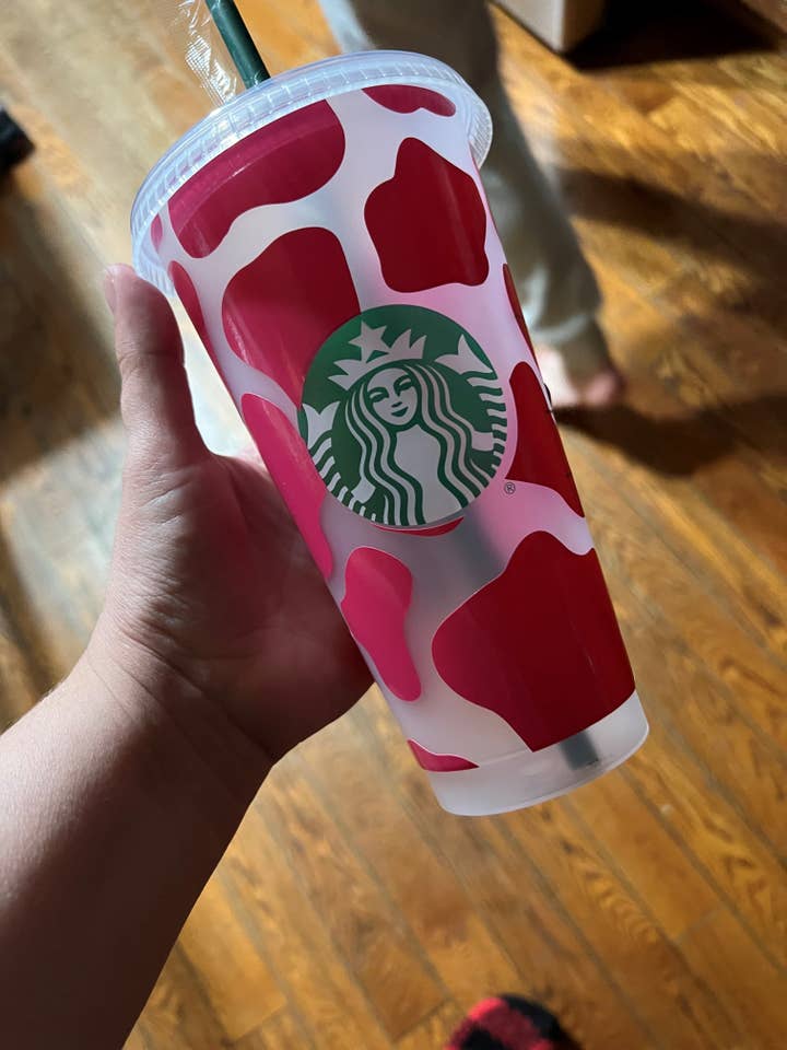 Copo Starbucks de impressão de vaca por atacado de Ashleyvinylcreations