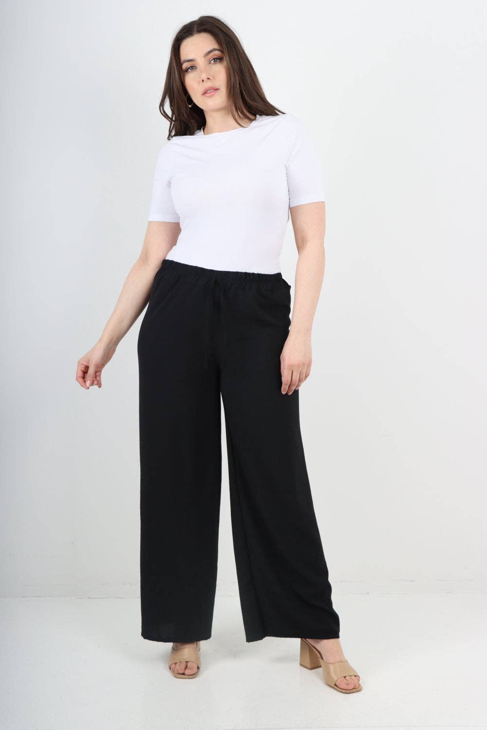 Miss Bold – wholesale Pants – Women's – Italian Elastic Waistband Drawstring Wide Leg Trousers10