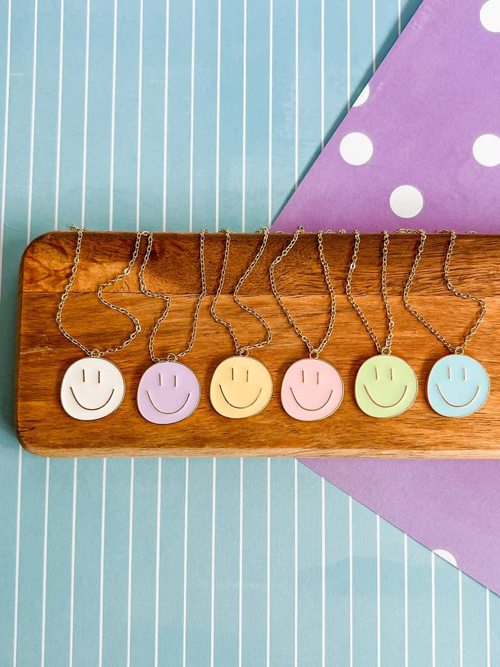 Happy Face Necklace and Earrings for wholesale by Benny & Beans